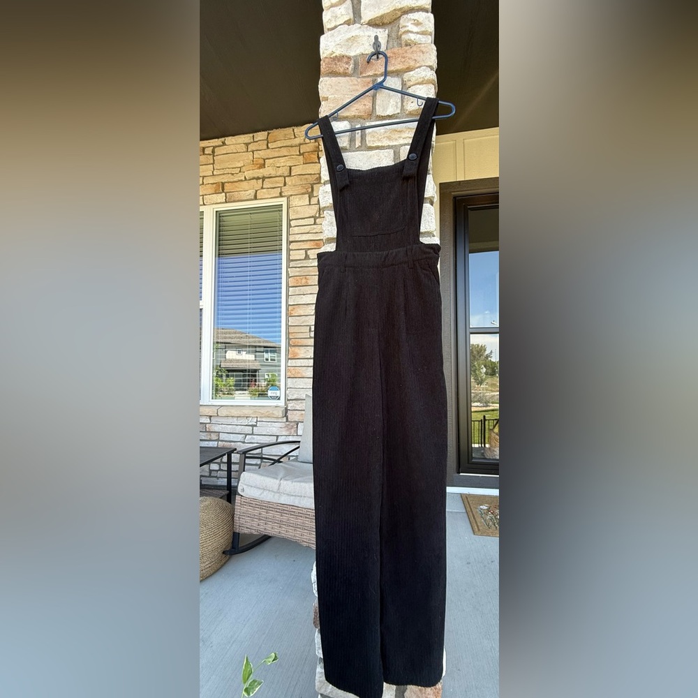 Cider Black Corduroy Wide Leg Jumpsuit Size S